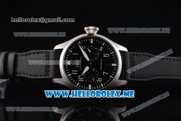 IWC Big Pilot Clone IWC 51111 Automatic Steel Case with Black Dial and Black Leather Strap Arabic Numeral Markers Steel Bezel - Click Image to Close