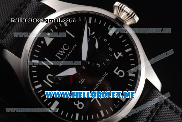 IWC Big Pilot Clone IWC 51111 Automatic Steel Case with Black Dial and Black Leather Strap Arabic Numeral Markers Steel Bezel - Click Image to Close