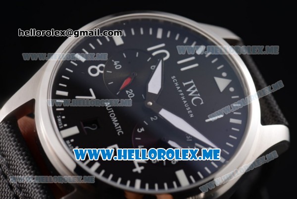 IWC Big Pilot Clone IWC 51111 Automatic Steel Case with Black Dial and Black Leather Strap Arabic Numeral Markers Steel Bezel - Click Image to Close