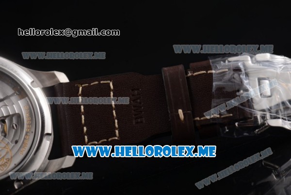 IWC Big Pilot Clone IWC 51111 Automatic Steel Case with Blue Dial White Hands and Brown Leather Strap Arabic Numeral Markers - Click Image to Close