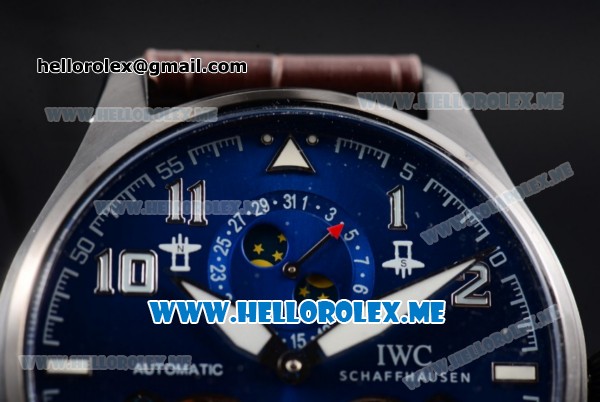 IWC Big Pilot Double Tourbillon Asia ST28 Automatic PVD Case with Blue Dial and Brown Leather Strap Stick/Arabic Numeral Markers - Click Image to Close