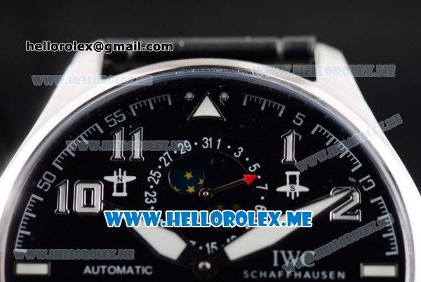 IWC Big Pilot Double Tourbillon Asia ST28 Automatic Steel Case with Black Dial and Black Leather Strap Stick/Arabic Numeral Markers - Click Image to Close