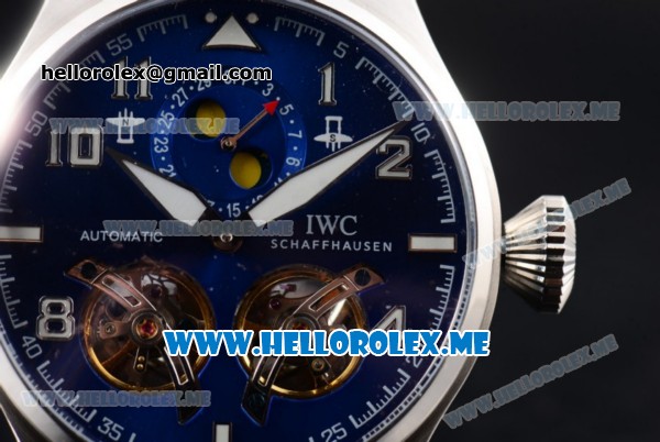 IWC Big Pilot Double Tourbillon Asia ST28 Automatic Steel Case with Blue Dial and Brown Leather Strap Stick/Arabic Numeral Markers - Click Image to Close