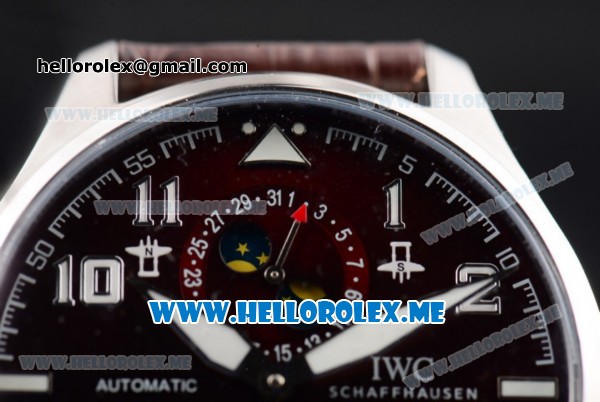 IWC Big Pilot Double Tourbillon Asia ST28 Automatic Steel Case with Brown Dial and Brown Leather Strap Stick/Arabic Numeral Markers - Click Image to Close
