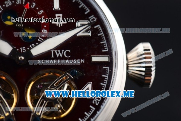 IWC Big Pilot Double Tourbillon Asia ST28 Automatic Steel Case with Brown Dial and Brown Leather Strap Stick/Arabic Numeral Markers - Click Image to Close