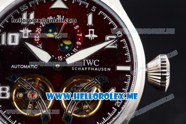 IWC Big Pilot Double Tourbillon Asia ST28 Automatic Steel Case with Brown Dial and Brown Leather Strap Stick/Arabic Numeral Markers - Click Image to Close