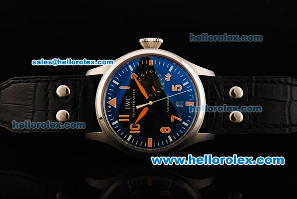 IWC Big Pilot Swiss Valjoux 7750 Automatic Movement Steel Case with Black Dial and Orange Arabic Numerals - Click Image to Close