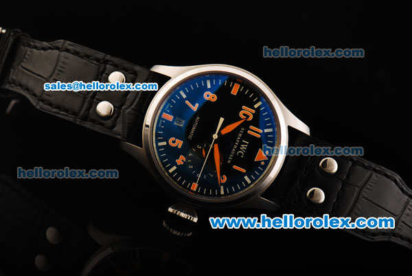 IWC Big Pilot Swiss Valjoux 7750 Automatic Movement Steel Case with Black Dial and Orange Arabic Numerals - Click Image to Close