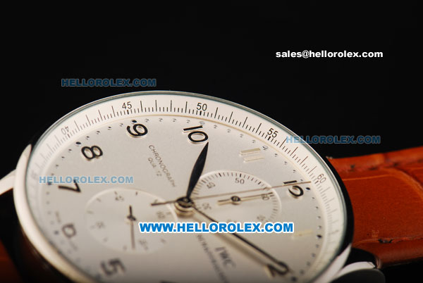 IWC Schaffhausen Portuguese Working Chronograph Quartz with White Dial - Click Image to Close