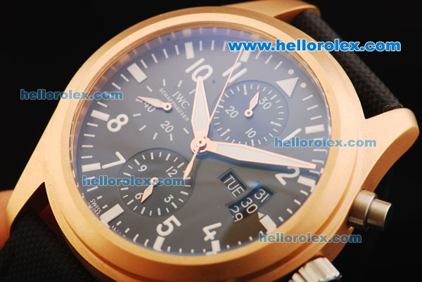 IWC Pilot's Watch TOP GUN Automatic Movement Rose Gold Case with White Markers and Black Strap - Click Image to Close