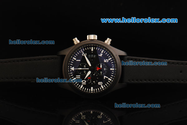 IWC Pilot's Watch TOP GUN Chronograph Quartz Movement PVD Case with Black Dial and Black Strap - Click Image to Close