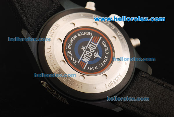 IWC Pilot's Watch TOP GUN Chronograph Quartz Movement PVD Case with Black Dial and Black Strap - Click Image to Close