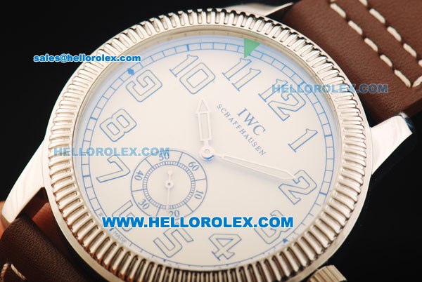 IWC Pilot's Watch Asia Manual Winding Movement Steel Case with Beige Dial and Brown Leather Strap - Click Image to Close