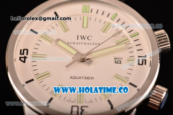IWC Aquatimer Vintage 1967 Asia Automatic Steel Case with White Dial Stick Markers and Black Rubber Strap - Click Image to Close