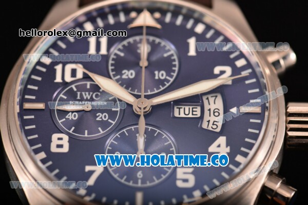 IWC Pilot’s Watch Chronograph Edition "Le Petit Prince" Swiss Valjoux 7750 Automatic Steel Case with Blue Dial and Brown Leather Strap - White Markers - Click Image to Close