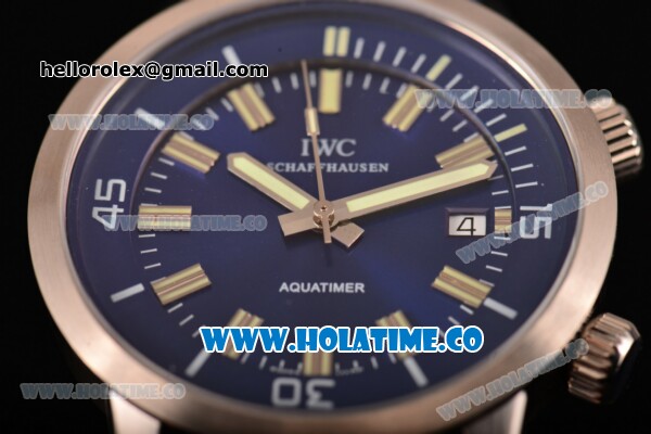 IWC Aquatimer Vintage 1967 Swiss ETA 2824 Automatic Steel Case with Stick Markers Blue Dial and Blue Rubber Strap - Click Image to Close