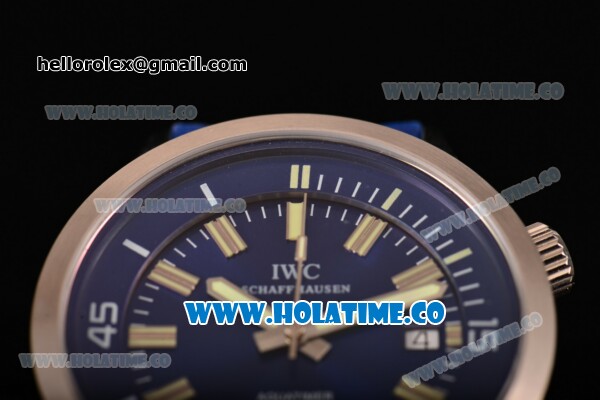 IWC Aquatimer Vintage 1967 Swiss ETA 2824 Automatic Steel Case with Stick Markers Blue Dial and Blue Rubber Strap - Click Image to Close