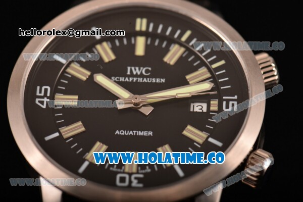 IWC Aquatimer Vintage 1967 Swiss ETA 2824 Automatic Steel Case with Stick Markers Black Dial and Black Rubber Strap - Click Image to Close