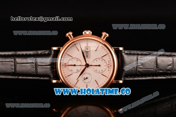 IWC Portofino Chrono Swiss Valjoux 7750 Automatic Rose Gold Case with White Dial and Stick Markers - Click Image to Close