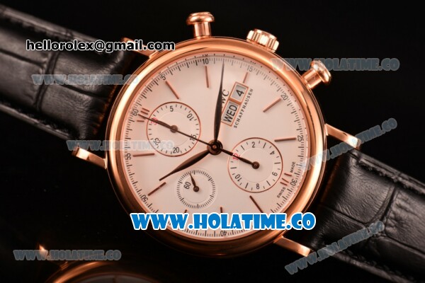 IWC Portofino Chrono Swiss Valjoux 7750 Automatic Rose Gold Case with White Dial and Stick Markers - Click Image to Close