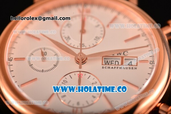 IWC Portofino Chrono Swiss Valjoux 7750 Automatic Rose Gold Case with White Dial and Stick Markers - Click Image to Close
