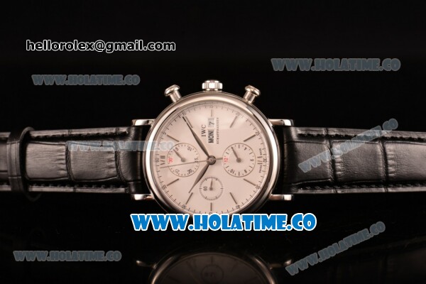 IWC Portofino Chrono Swiss Valjoux 7750 Automatic Steel Case with White Dial and Stick Markers - Click Image to Close