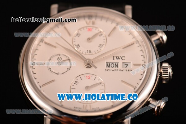 IWC Portofino Chrono Swiss Valjoux 7750 Automatic Steel Case with White Dial and Stick Markers - Click Image to Close