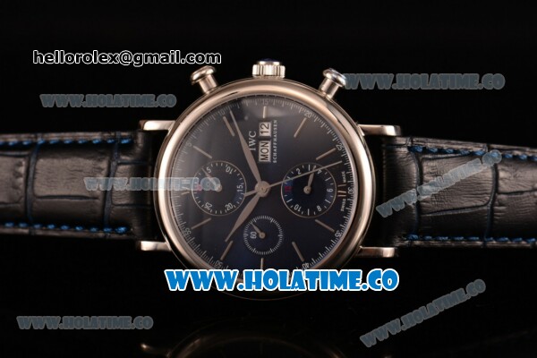 IWC Portofino Chrono Swiss Valjoux 7750 Automatic Steel Case with Blue Dial and Stick Markers - Click Image to Close