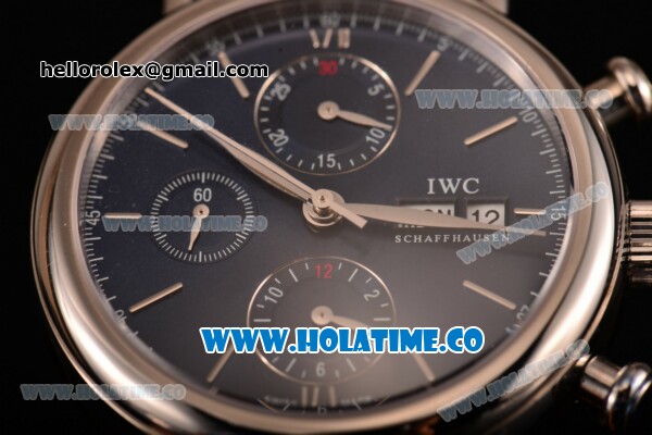 IWC Portofino Chrono Swiss Valjoux 7750 Automatic Steel Case with Blue Dial and Stick Markers - Click Image to Close