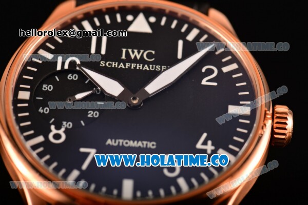 IWC Portugieser Hand-Wound Asia 6497 Manual Winding Rose Gold Case with Black Dial and White Arabic Numeral/Stick Markers - Click Image to Close