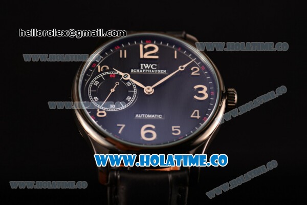 IWC Portugieser Hand-Wound Asia 6497 Manual Winding PVD Case with Black Dial and Silver Arabic Numeral Markers - Click Image to Close