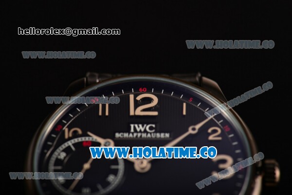 IWC Portugieser Hand-Wound Asia 6497 Manual Winding PVD Case with Black Dial and Silver Arabic Numeral Markers - Click Image to Close