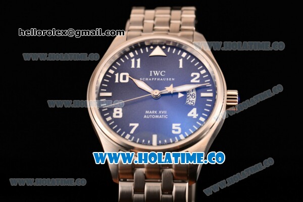 IWC Pilot's Watches Mark XVII Edition "Le Petit Prince" Swiss ETA 2892 Automatic Full Steel with Blue Dial and White Arabic Numeral Markers - 1:1 Original - Click Image to Close