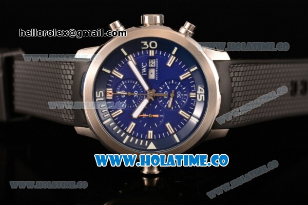 IWC Aquatimer Chronograph Edition “Expedition Jacques-Yves Cousteau” Chrono Miyota Quartz Steel Case with Blue Dial and and Stick Markers - Click Image to Close