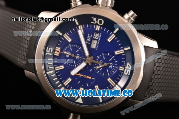 IWC Aquatimer Chronograph Edition “Expedition Jacques-Yves Cousteau” Chrono Miyota Quartz Steel Case with Blue Dial and and Stick Markers - Click Image to Close