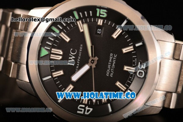 IWC Aquatimer Miyota Quartz Full Steel with Black Dial and Stick Markers - Click Image to Close