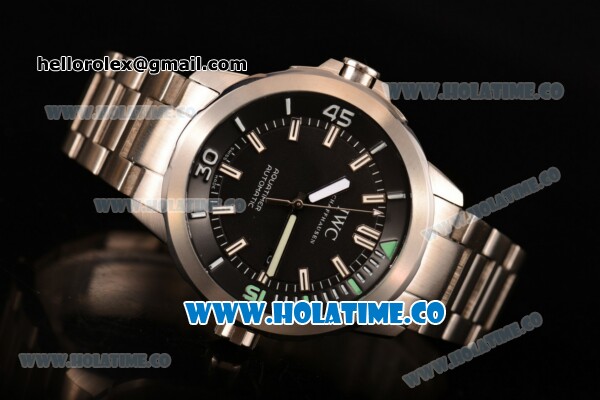 IWC Aquatimer Miyota Quartz Full Steel with Black Dial and Stick Markers - Click Image to Close