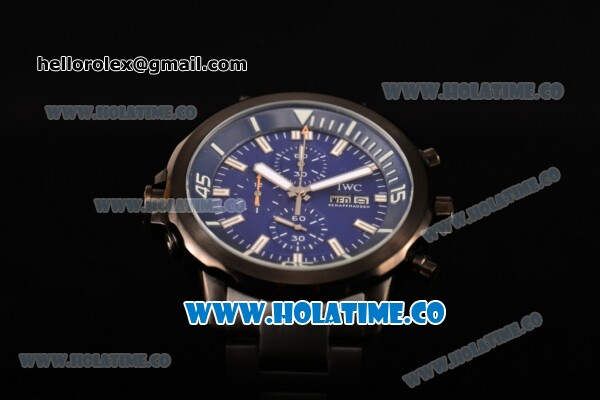 IWC Aquatimer Chronograph Edition “Expedition Jacques-Yves Cousteau” Miyota Quartz PVD Case with Blue Dial and Stick Markers - Click Image to Close