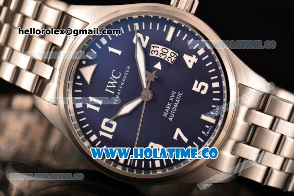 IWC Pilot's Watches Mark XVII Edition "Le Petit Prince" Swiss ETA 2892 Automatic Full Steel with Blue Dial and White Arabic Numeral Markers - Click Image to Close