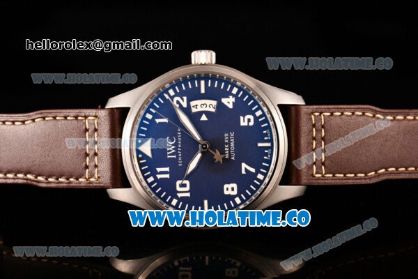 IWC Pilot's Watches Mark XVII Edition "Le Petit Prince" Swiss ETA 2892 Automatic Steel Case with Blue Dial and Brown Leather Strap - White Arabic Numeral Markers - Click Image to Close