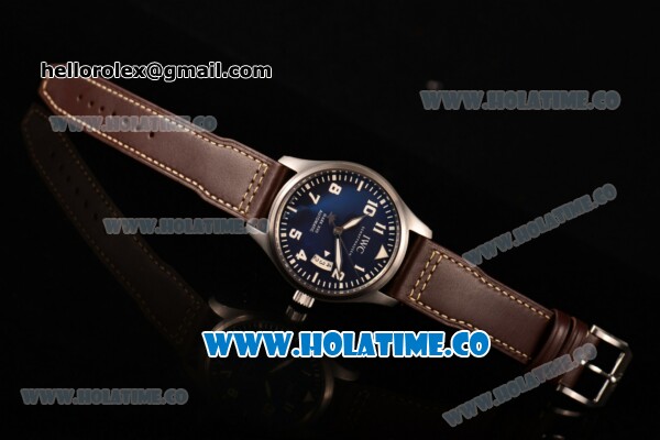 IWC Pilot's Watches Mark XVII Edition "Le Petit Prince" Swiss ETA 2892 Automatic Steel Case with Blue Dial and Brown Leather Strap - White Arabic Numeral Markers - Click Image to Close