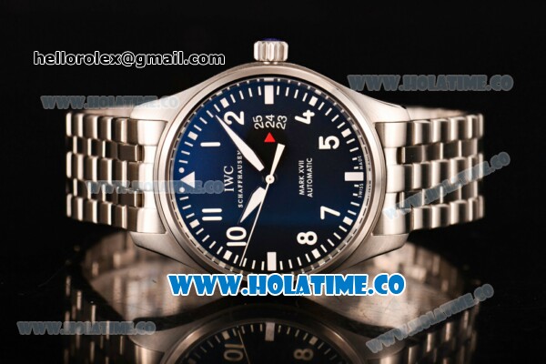 IWC Pilot's Watch Mark XVII Swiss ETA 2892 Automatic Full Steel with Black Dial and Arabic Numeral Markers - Click Image to Close
