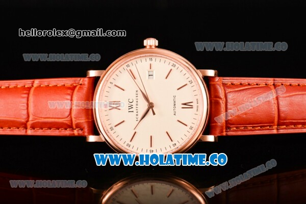 IWC Portofino Automatic Miyota 9015 Automatic Rose Gold Case with White Dial and Stick Markers - Click Image to Close