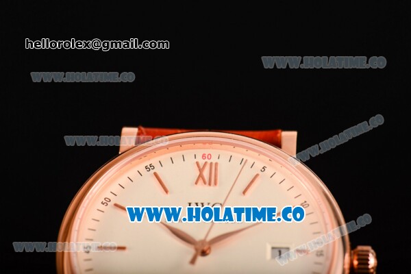 IWC Portofino Automatic Miyota 9015 Automatic Rose Gold Case with White Dial and Stick Markers - Click Image to Close