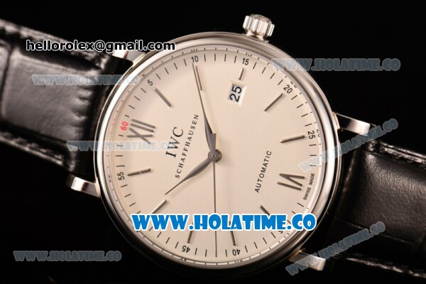 IWC Portofino Automatic Miyota 9015 Automatic Steel Case with White Dial and Stick Markers - Click Image to Close