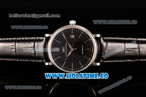 IWC Portofino Automatic Miyota 9015 Automatic Steel Case with Black Dial and Stick Markers - Click Image to Close