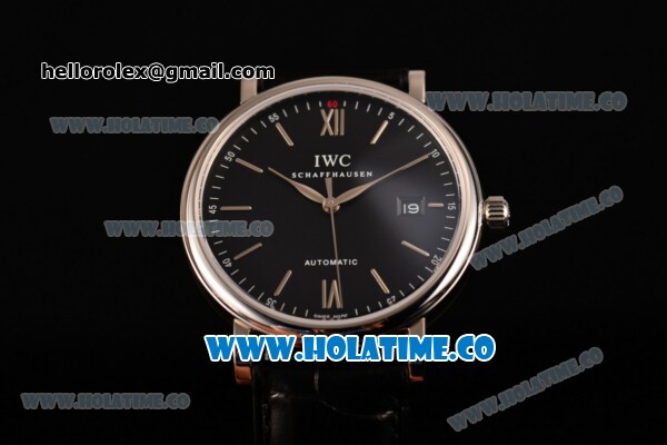 IWC Portofino Automatic Miyota 9015 Automatic Steel Case with Black Dial and Stick Markers - Click Image to Close