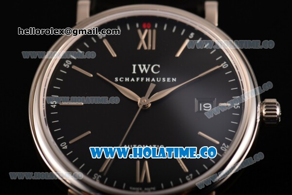 IWC Portofino Automatic Miyota 9015 Automatic Steel Case with Black Dial and Stick Markers - Click Image to Close