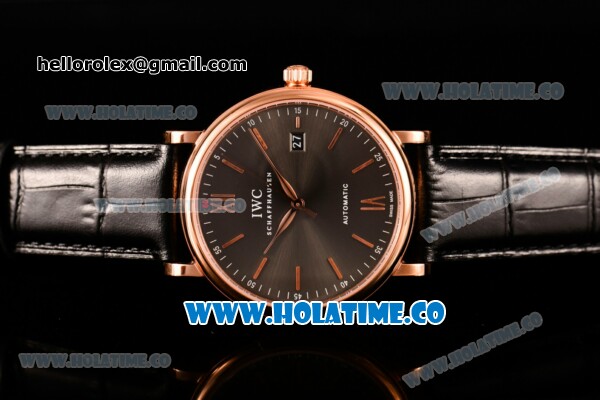 IWC Portofino Automatic Miyota 9015 Automatic Rose Gold Case with Grey Dial and Stick Markers - Click Image to Close