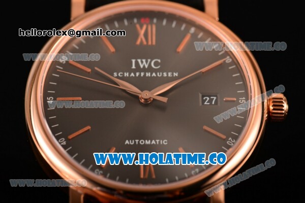 IWC Portofino Automatic Miyota 9015 Automatic Rose Gold Case with Grey Dial and Stick Markers - Click Image to Close